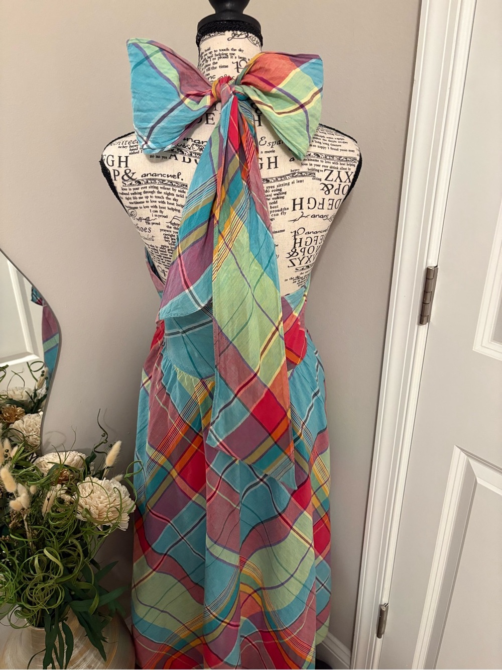 Ralph Lauren Handwoven Madras Cotton Wrap Maxi Skirt Convertible Dress